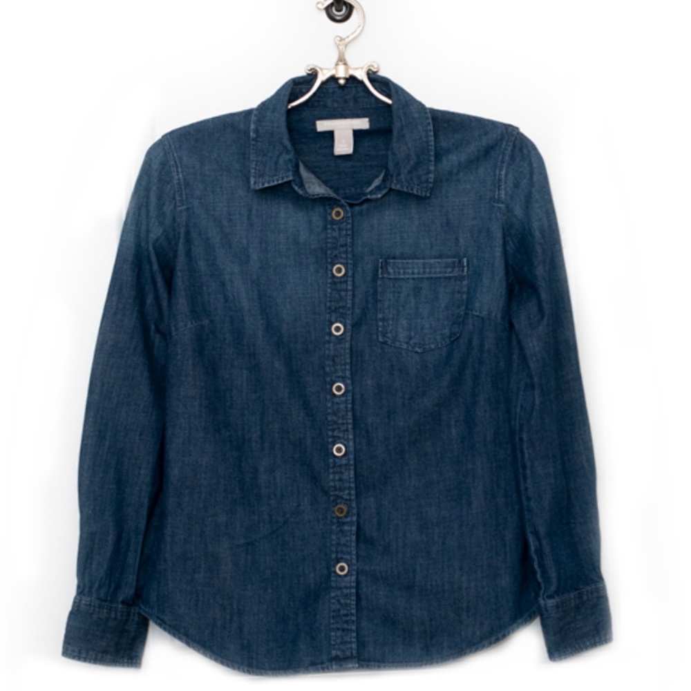 Banana Republic Women's Denim Long Sleeve Button Down Shirt Size Small